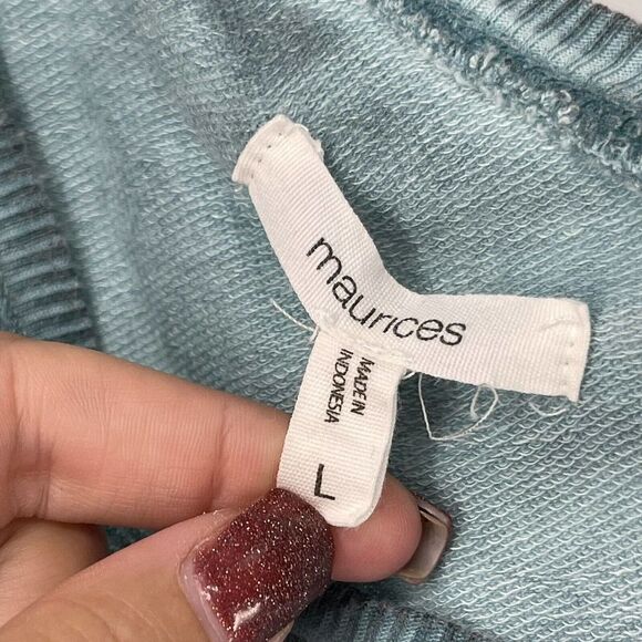 Maurices Green Casual Top Scooped V Neck Asymmetric Hem Long Sleeve Size Large - Picture 7 of 8